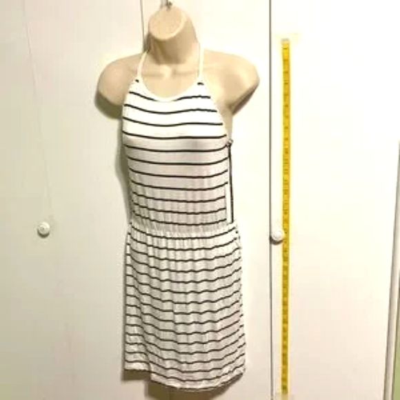 Romper Dress Blue White Stripes Nautical Summer by EMME JORDON Womens Small - Picture 8 of 13